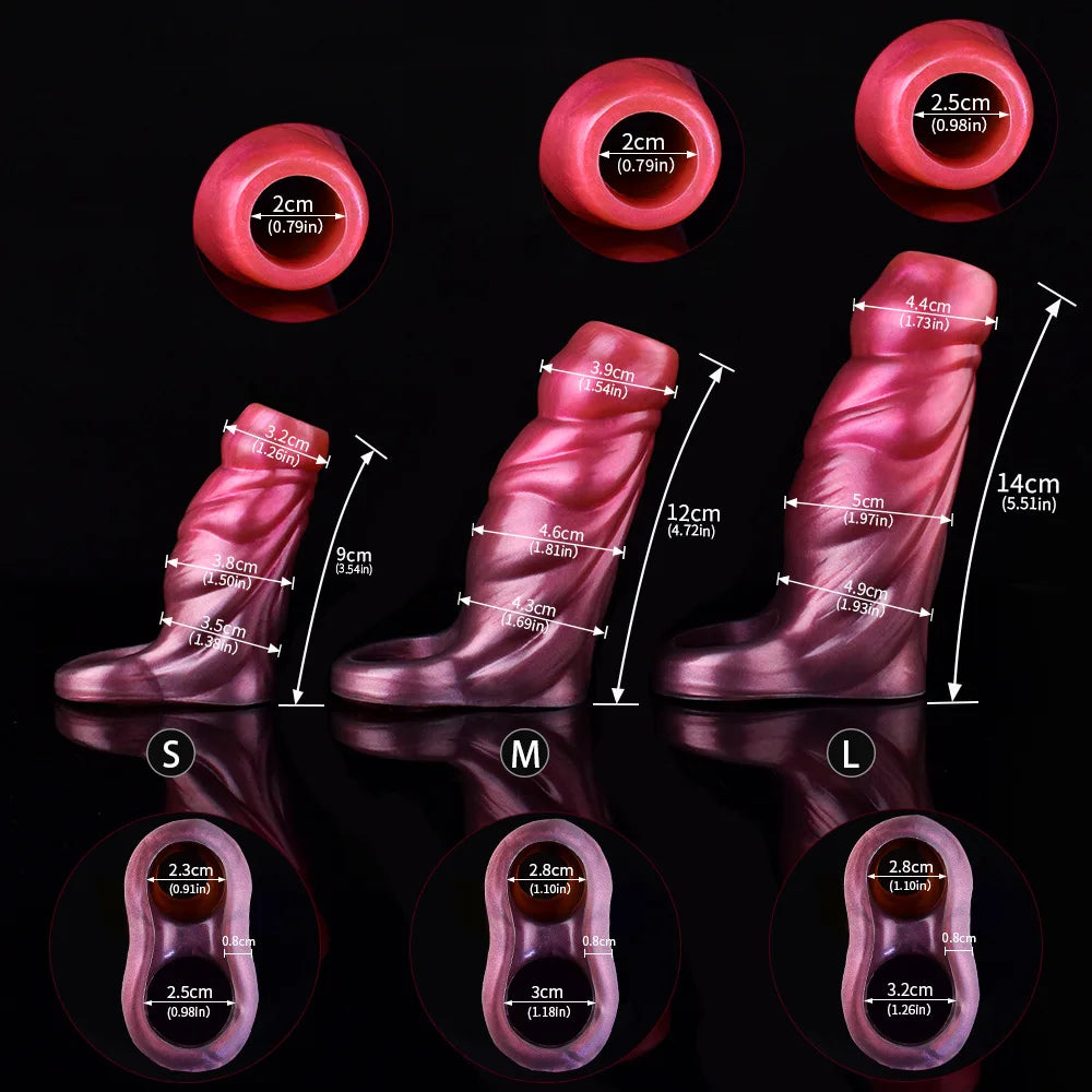 YOCY Silicone Penis Sleeve S,M,L Size Open-ended Animal Dildo Sheath Texture Massager Sex Toy For Men Women