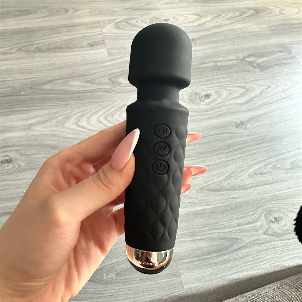 20 Pulsating Patterns and 8 Fierce Speeds Rechargeable Silicone Vibrator Sex Toy Wand Massager Clitoris Stimulator Vibrators