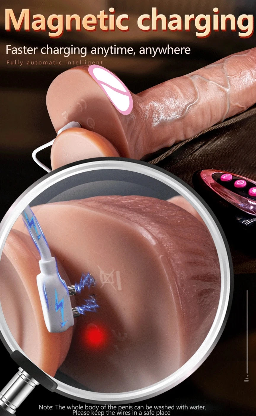 Automatic Thrusting  Wireless Vibrator Telescopic Dildos For Women Big Dildo Vibrador Heating Skin Feeling Realistic Penis 18+