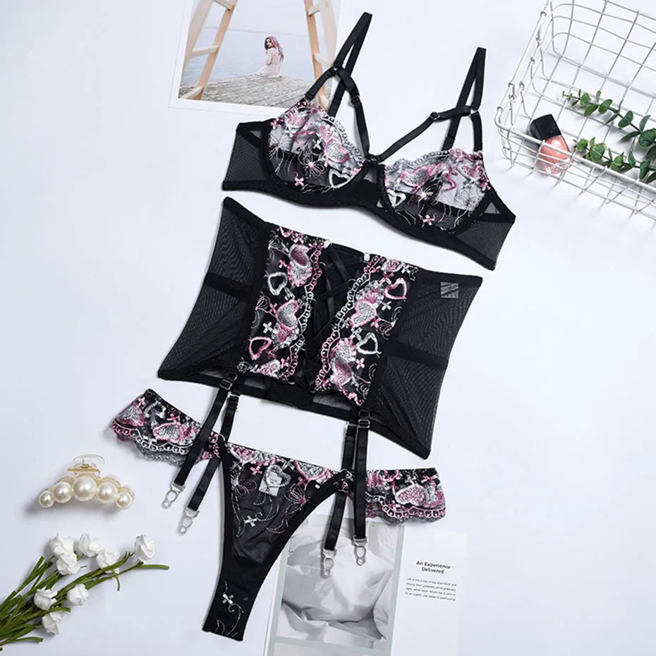 New Women's Underwear Sets Sexy Sets Bra Ladies Romantic Lingeries for Woman Lingerieset Dames Ensemble Lingeries Femmes Below