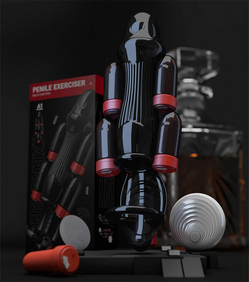 Male Powerful Penis Trainer Glans Stimulation Massager 6 motors Penis Vibrators Bullet Masturbator Delayed Ejaculation Trainer