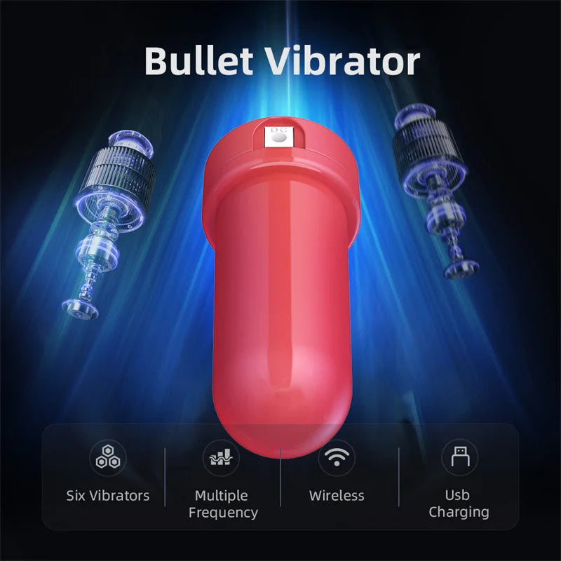 Glans Vibrators Powerful Penis Training Device 6 Vibrators Penis Sleeve Male Masturbator Penis Stimulator Delay Ejaculation