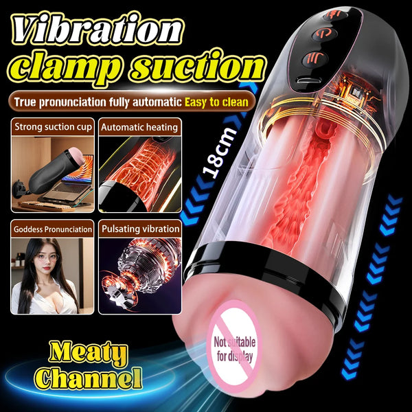Sex Toy For Men Men's Masturbation Cup Heating Stimulation Vibrator Sexy Voice Free Portable Bracket Suction Cup Pocket Pussy