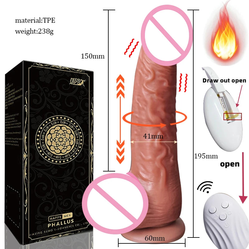 realistic big dildo vibrator penis telescopic swing heating silicone dildos female remote control vibrators for women UYO