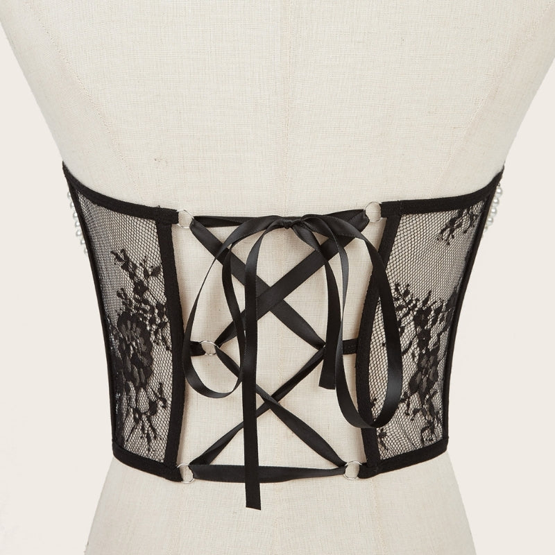 Girl Casual Shirt Dress Waist Corset Lace Pattern Corset for Nightclub Lingeries M6CD