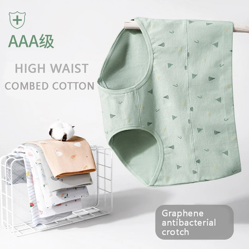 Women's Underwear Cotton High Waist Panties Female Abdominal Briefs Girls Graphene Antibacterial Underpant Ladies Sexy Lingeries