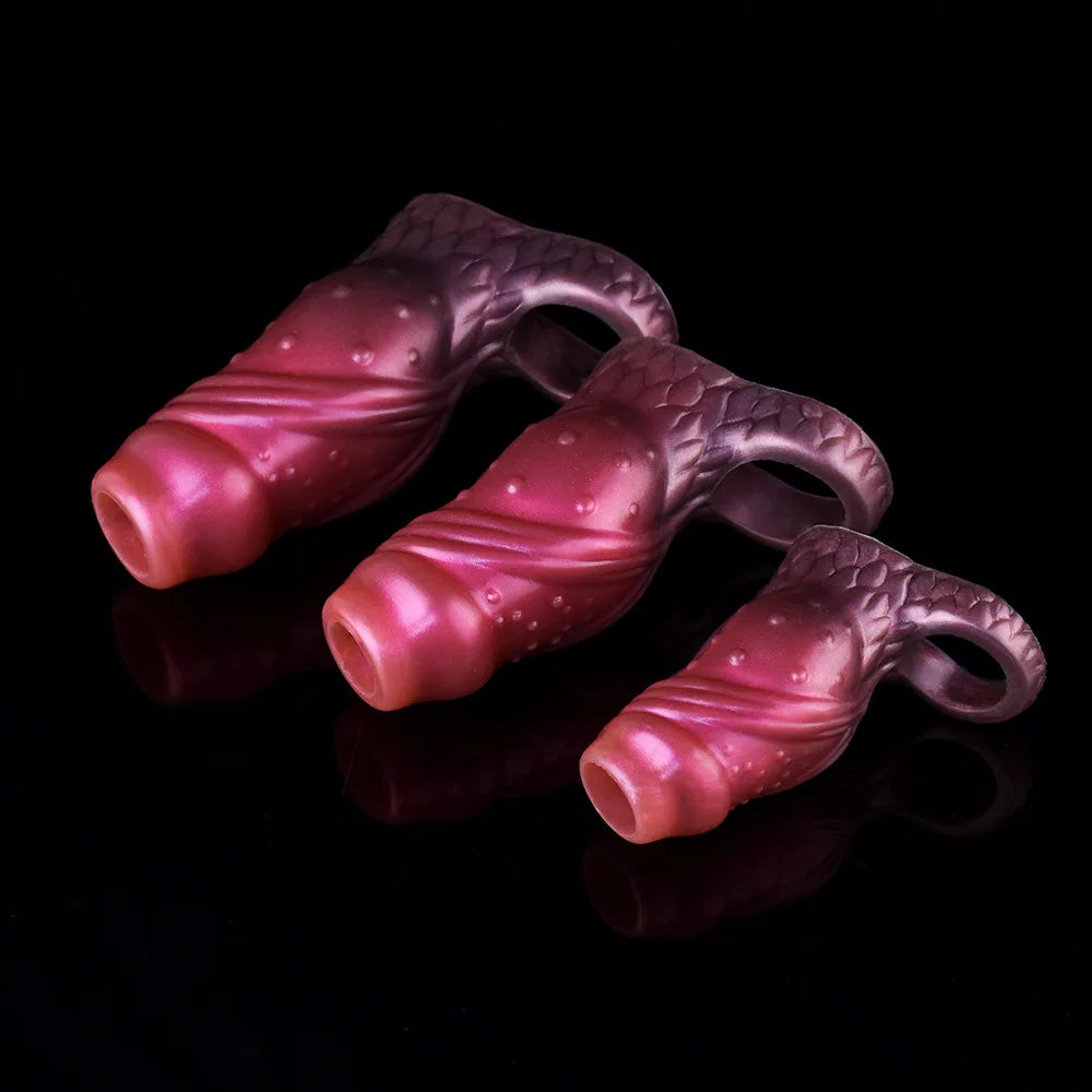 YOCY Silicone Penis Sleeve S,M,L Size Open-ended Animal Dildo Sheath Texture Massager Sex Toy For Men Women
