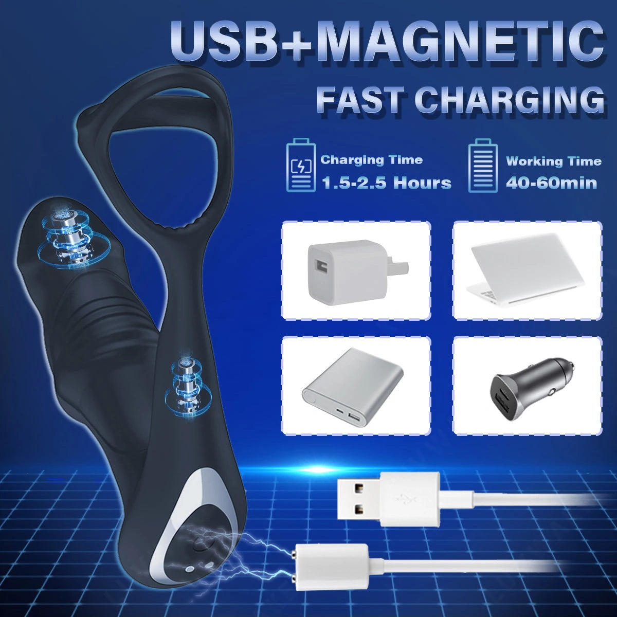 Penis Ring Cock Ring Dick Sleeve Male Prostate Massager Silicone Male Masturbator Male Anal Vibrator Adult Sex Toy for Men