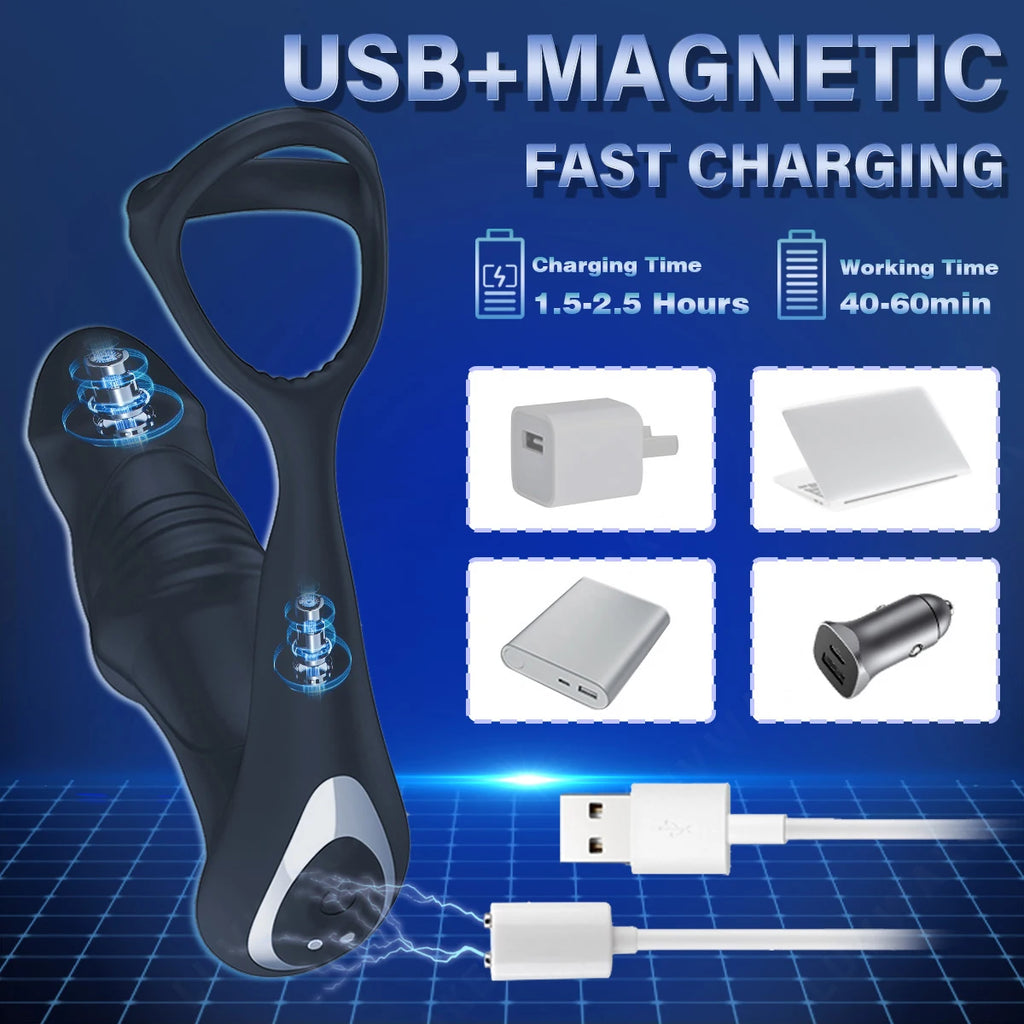 Penis Ring Cock Ring Dick Sleeve Male Prostate Massager Silicone Male Masturbator Male Anal Vibrator Adult Sex Toy for Men
