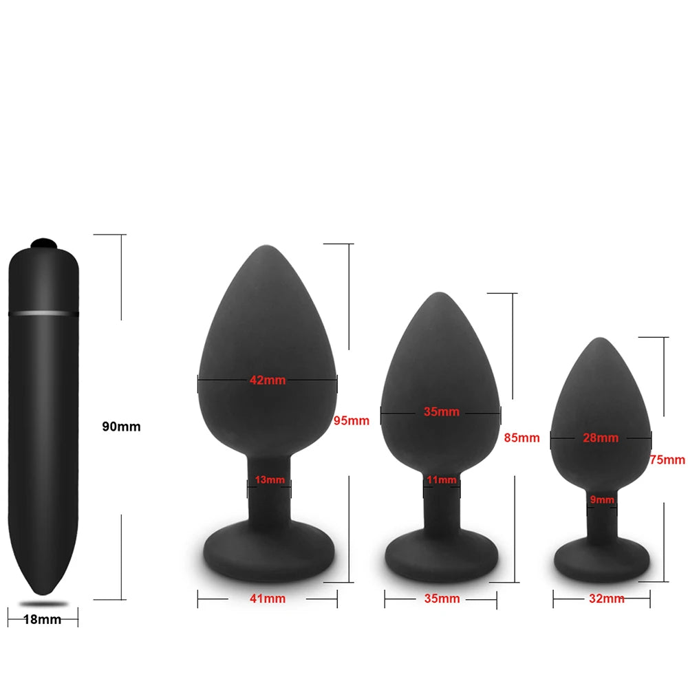 4pcs Soft Silicone Anal Plug Mini Erotic Bullet Vibrator Butt Plug Sex Toy for Men Women Gay Couples Anal Stimulator
