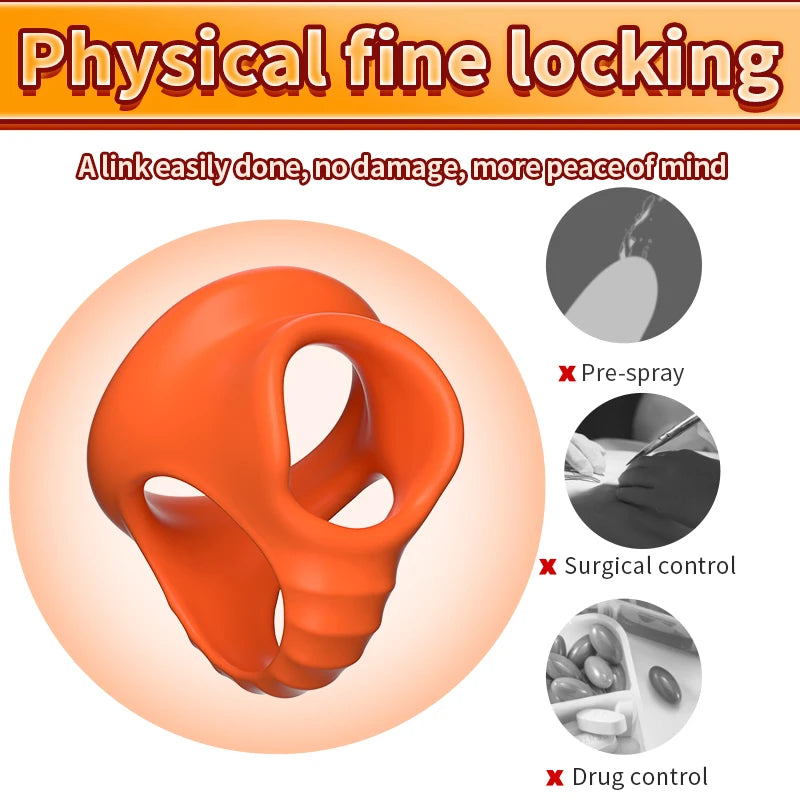 Silicone Penis Cock Ring Delay Ejaculation Erection Chastity Cage Adjustable Scrotum Bondage Lock Cockring Adult Sex Toy for Men