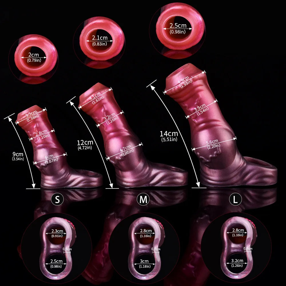 YOCY Silicone Penis Sleeve S,M,L Size Open-ended Animal Dildo Sheath Texture Massager Sex Toy For Men Women