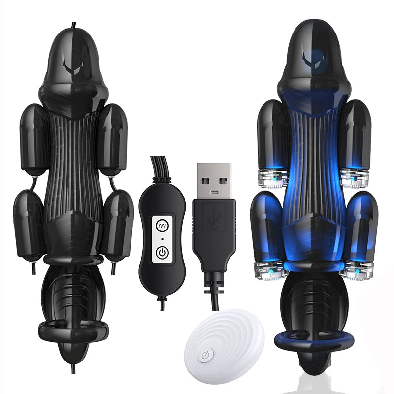 Glans Vibrators Powerful Penis Training Device 6 Vibrators Penis Sleeve Male Masturbator Penis Stimulator Delay Ejaculation