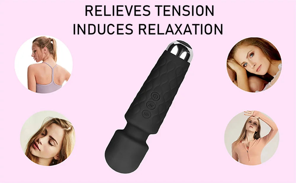 20 Pulsating Patterns and 8 Fierce Speeds Rechargeable Silicone Vibrator Sex Toy Wand Massager Clitoris Stimulator Vibrators