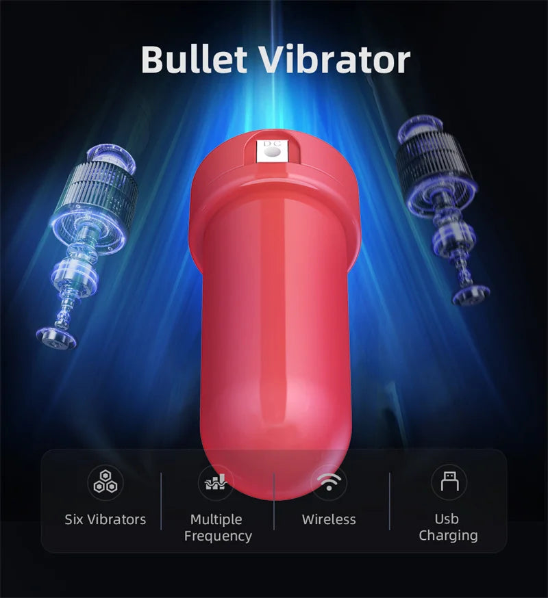 Male Powerful Penis Trainer Glans Stimulation Massager 6 motors Penis Vibrators Bullet Masturbator Delayed Ejaculation Trainer