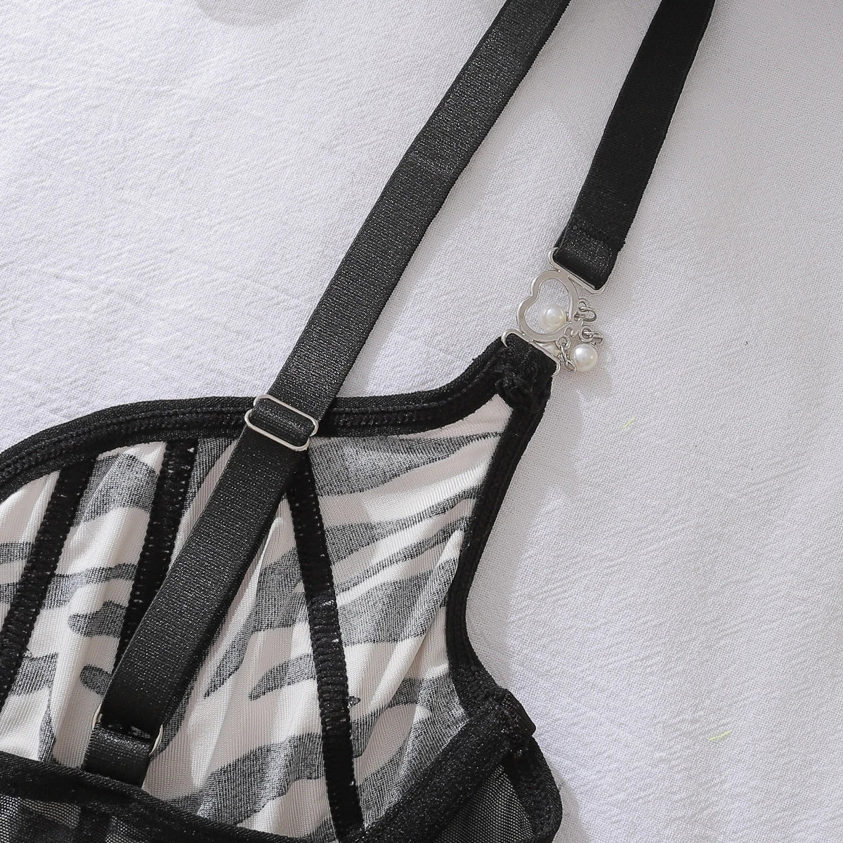 Ellolace Lingeries Sexy Hot Seductive Zebra Print 2PC Set Fantasy Women's Ethical Underwear
