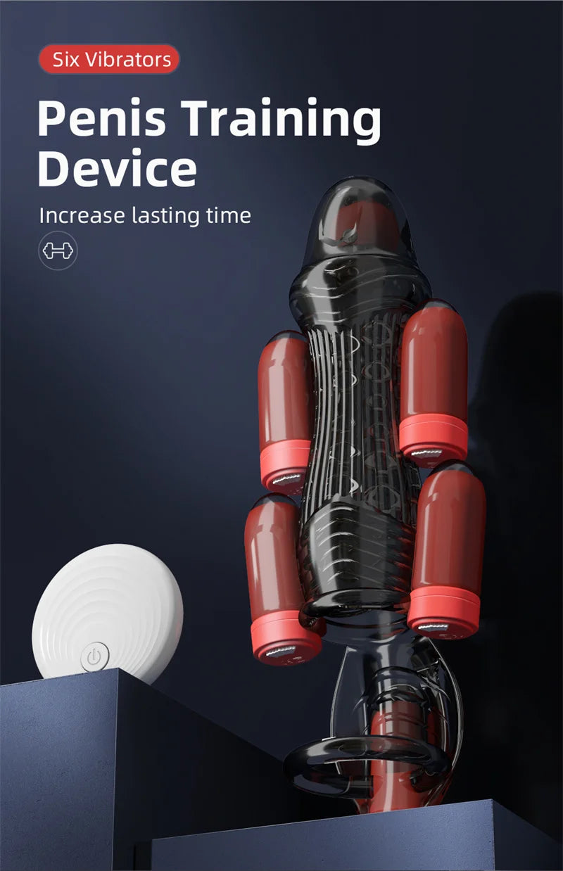 Male Powerful Penis Trainer Glans Stimulation Massager 6 motors Penis Vibrators Bullet Masturbator Delayed Ejaculation Trainer