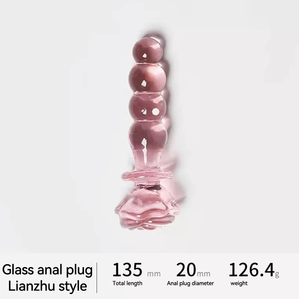 Sex Toy for Women Glass Anal Dildos Long Anal Plug Pink Glass Butt Plug Smooth But Plug Women Masturbation Dildos Female Sex Toy
