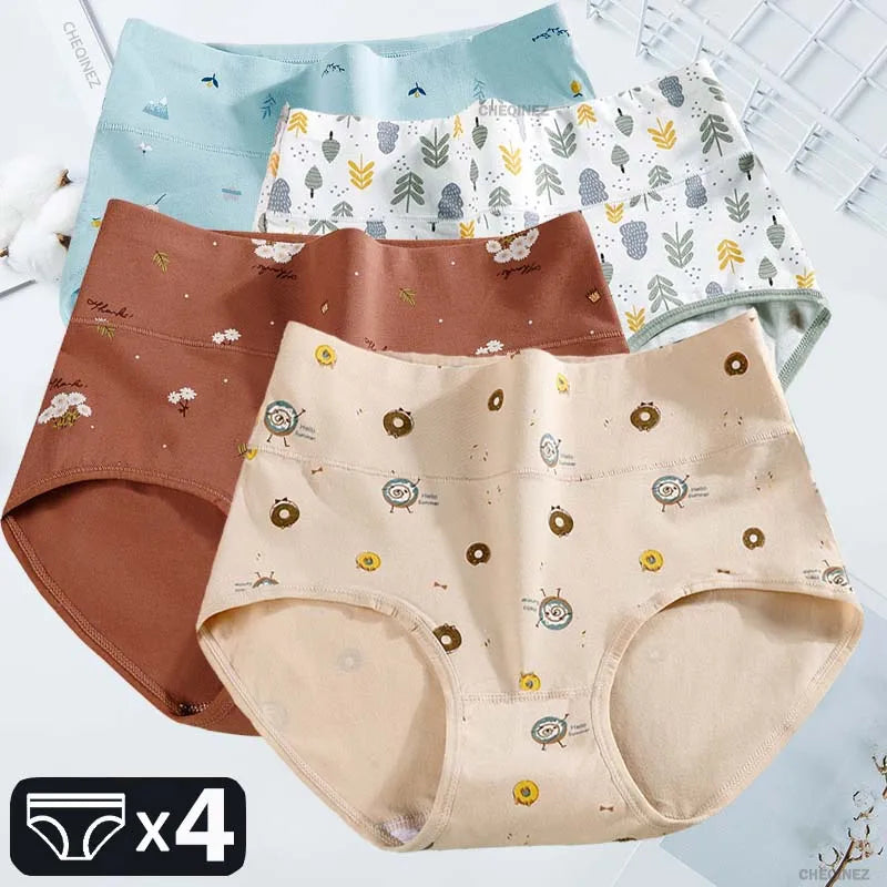 Women's Underwear Cotton High Waist Panties Female Abdominal Briefs Girls Graphene Antibacterial Underpant Ladies Sexy Lingeries
