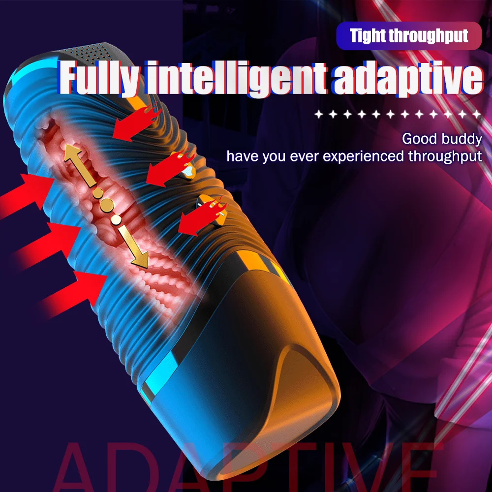 Automatic  Pocket Pussy Male Masturbator Simulated Labia Vagina Intelligent Voice Penis Trainer Bracket Adult Sex Toy For Men