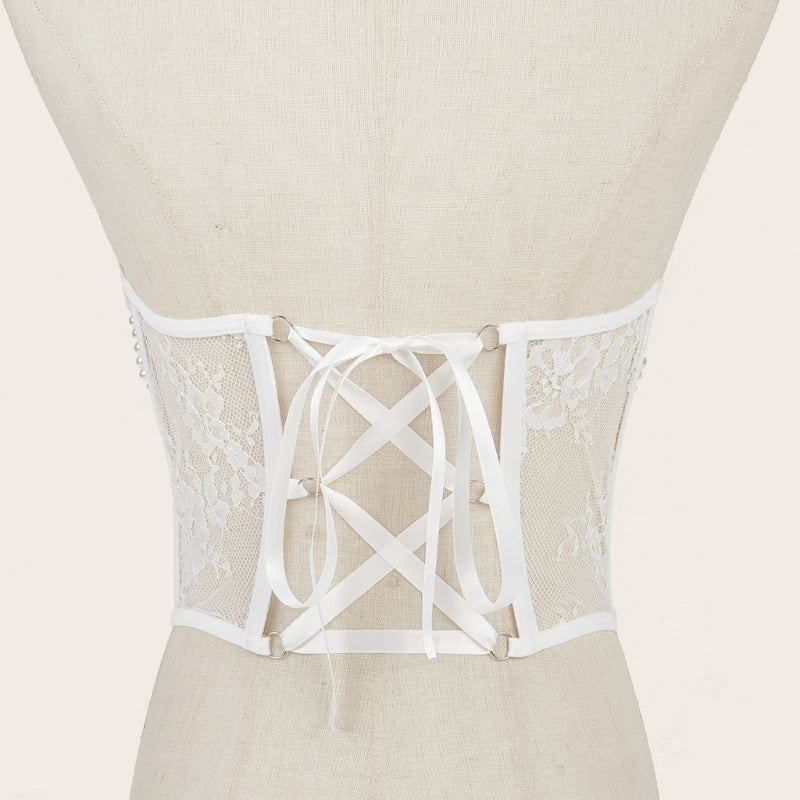 Girl Casual Shirt Dress Waist Corset Lace Pattern Corset for Nightclub Lingeries M6CD