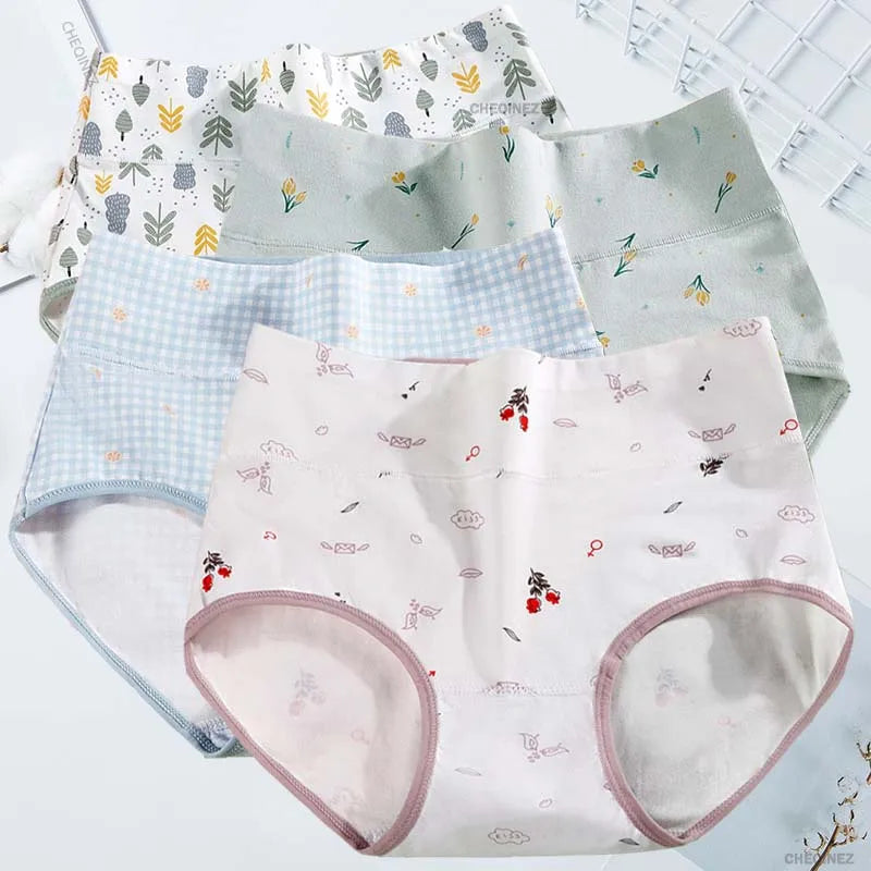 Women's Underwear Cotton High Waist Panties Female Abdominal Briefs Girls Graphene Antibacterial Underpant Ladies Sexy Lingeries