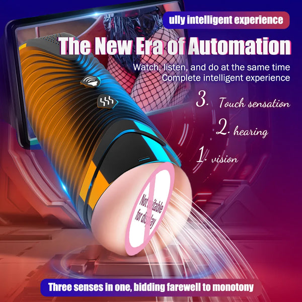 Automatic  Pocket Pussy Male Masturbator Simulated Labia Vagina Intelligent Voice Penis Trainer Bracket Adult Sex Toy For Men