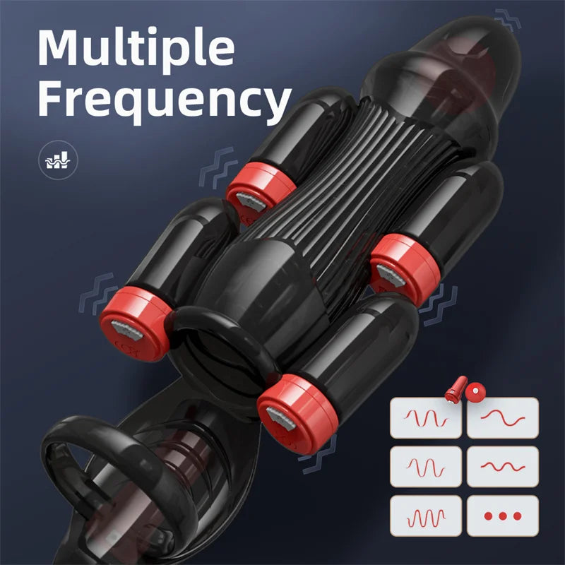 Glans Vibrators Powerful Penis Training Device 6 Vibrators Penis Sleeve Male Masturbator Penis Stimulator Delay Ejaculation