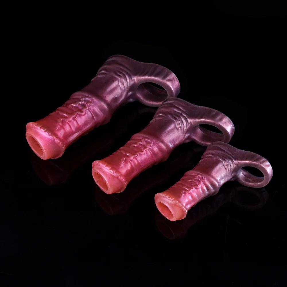 YOCY Silicone Penis Sleeve S,M,L Size Open-ended Animal Dildo Sheath Texture Massager Sex Toy For Men Women