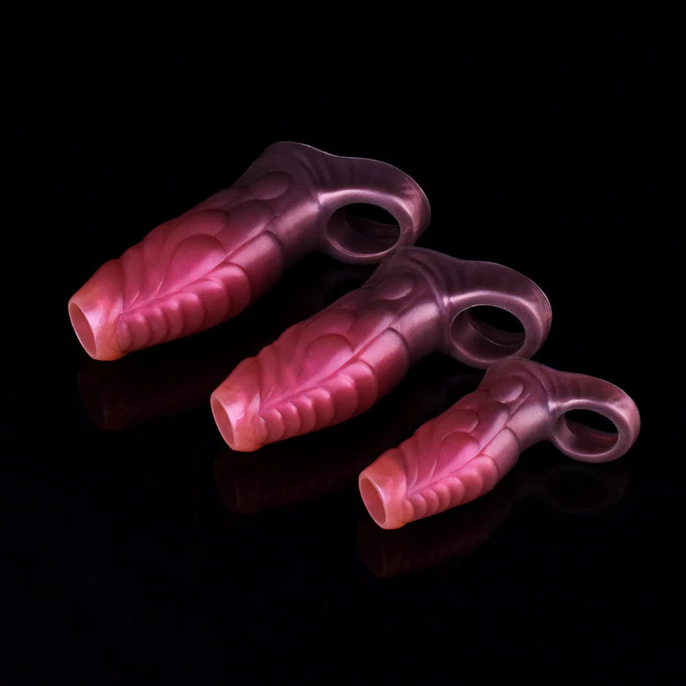 YOCY Silicone Penis Sleeve S,M,L Size Open-ended Animal Dildo Sheath Texture Massager Sex Toy For Men Women
