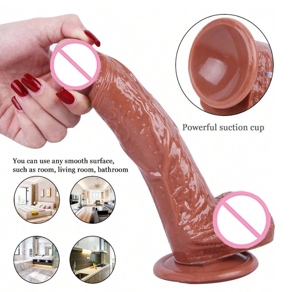 Realistic Water Spray Soft Dildo Anal Sex Toy for Women Adult Gift Silicone Ejaculating Masturbators Penis Big Suction Cup Dick