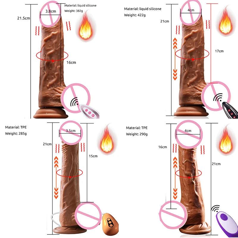realistic big dildo vibrator penis telescopic swing heating silicone dildos female remote control vibrators for women UYO