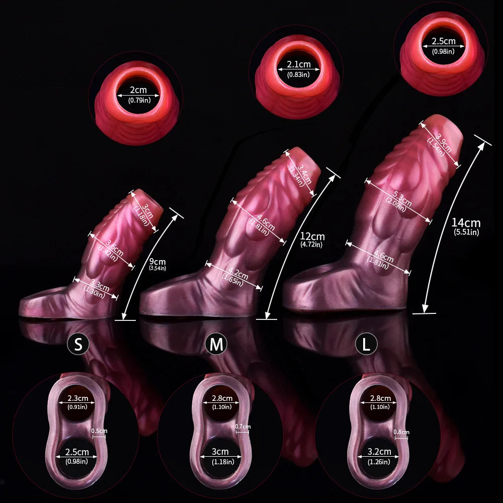 YOCY Silicone Penis Sleeve S,M,L Size Open-ended Animal Dildo Sheath Texture Massager Sex Toy For Men Women