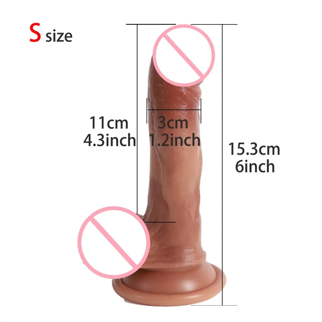 Single piece Realistic silicone Dildos Small/Large size Dildos - with real skin texture, G-spot stimulator and vaginal massager,
