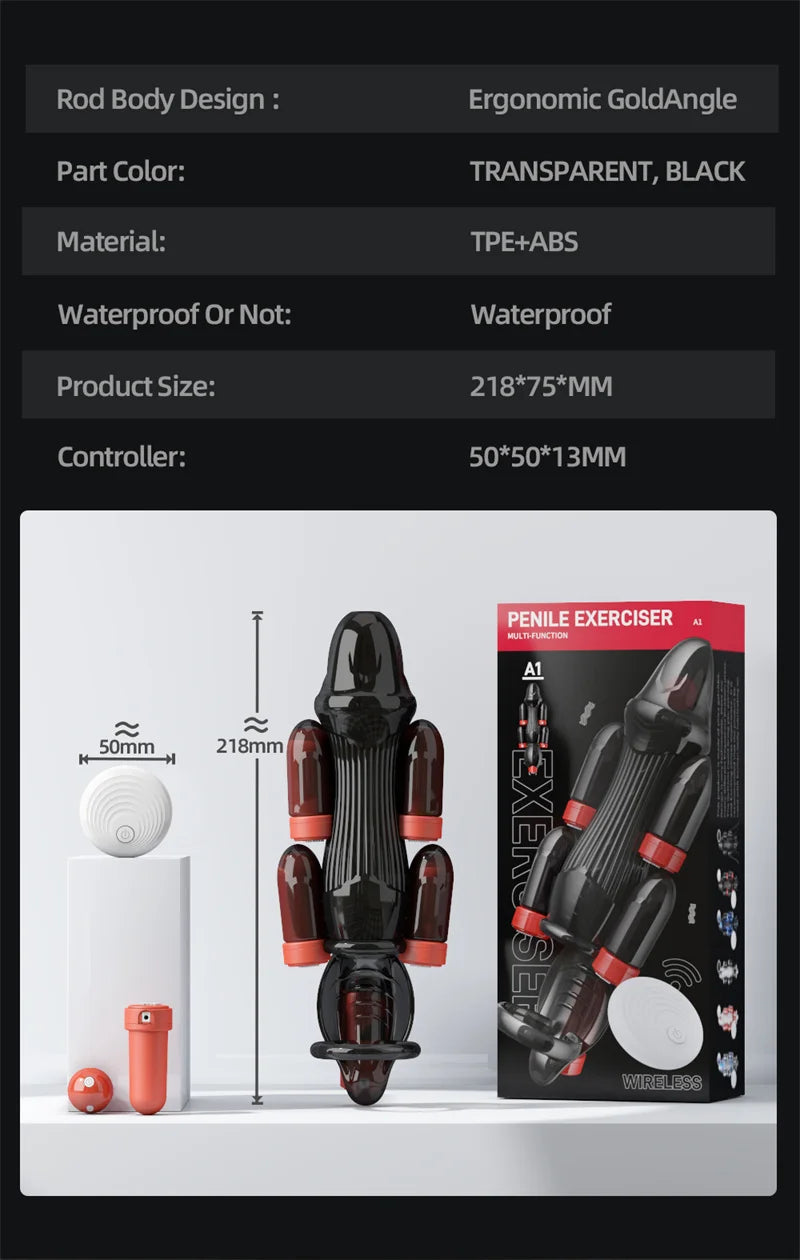 Male Powerful Penis Trainer Glans Stimulation Massager 6 motors Penis Vibrators Bullet Masturbator Delayed Ejaculation Trainer