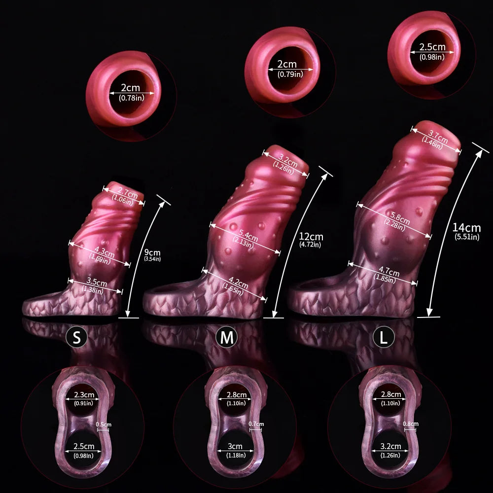 YOCY Silicone Penis Sleeve S,M,L Size Open-ended Animal Dildo Sheath Texture Massager Sex Toy For Men Women