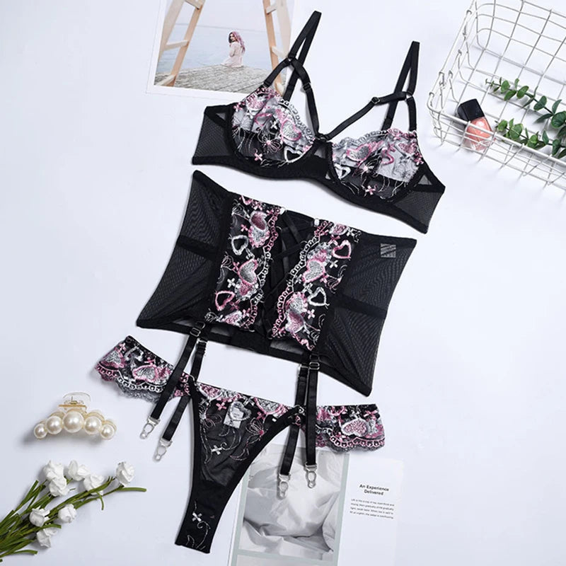 New Women's Underwear Sets Sexy Sets Bra Ladies Romantic Lingeries for Woman Lingerieset Dames Ensemble Lingeries Femmes Below