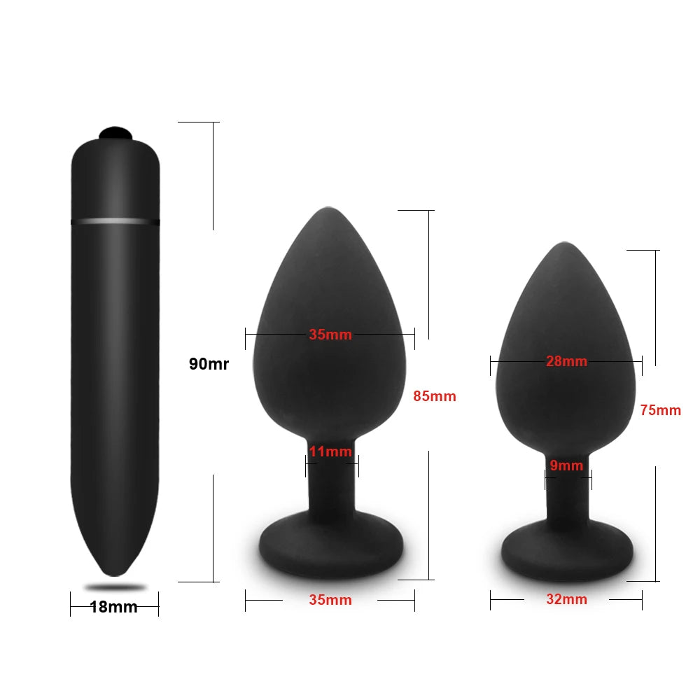 4pcs Soft Silicone Anal Plug Mini Erotic Bullet Vibrator Butt Plug Sex Toy for Men Women Gay Couples Anal Stimulator