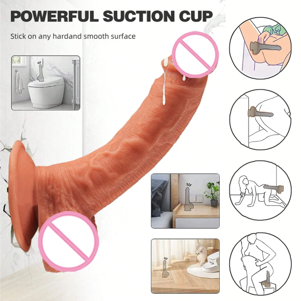 Realistic Water Spray Soft Dildo Anal Sex Toy for Women Adult Gift Silicone Ejaculating Masturbators Penis Big Suction Cup Dick
