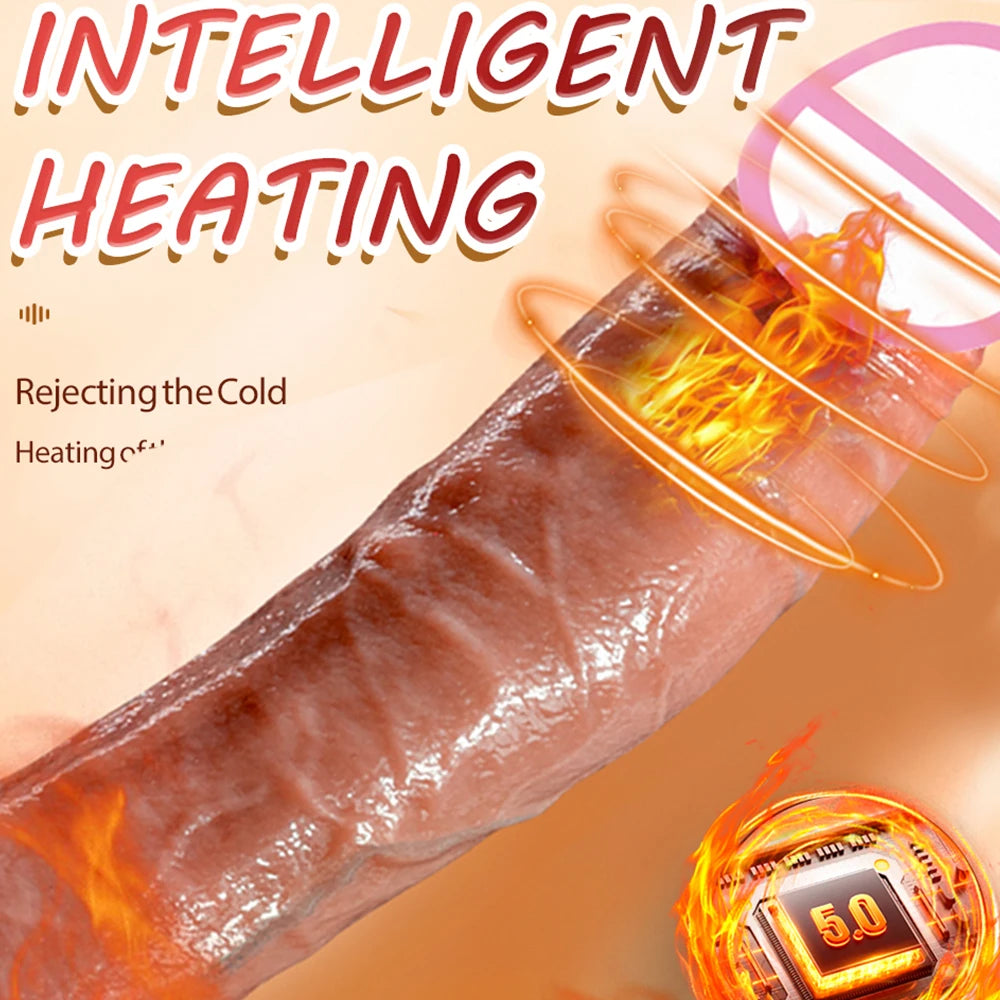 Black flesh color Long realistic dildo vibrator penis telescopic swing heating silicone dildos female remote control for women