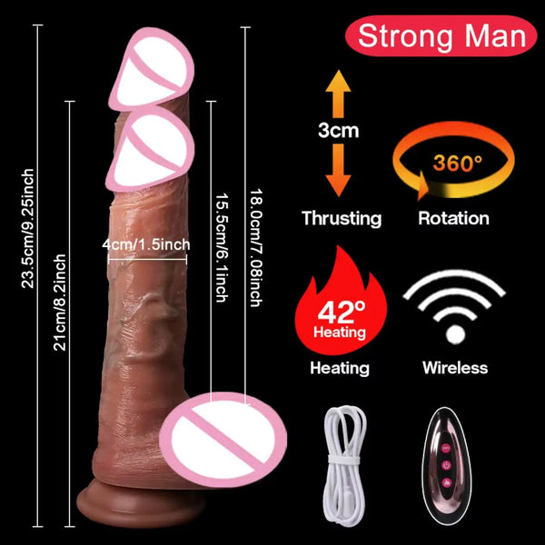 Automatic Thrusting  Wireless Vibrator Telescopic Dildos For Women Big Dildo Vibrador Heating Skin Feeling Realistic Penis 18+