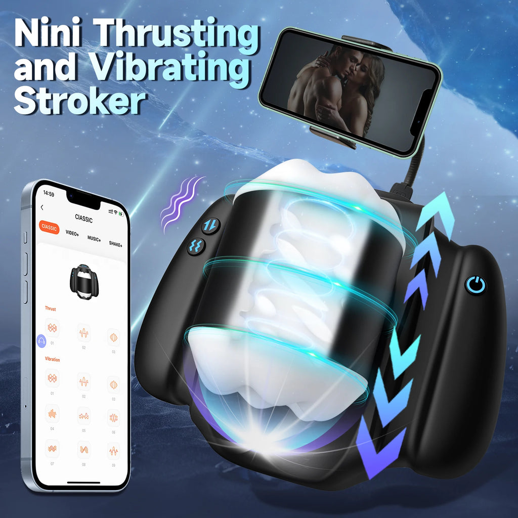 Automatic Telescopic Vibrating Handle Male Masturbator Adult Sex Toy For Men App Control Penetration Penis Trainer  Pocket Pussy