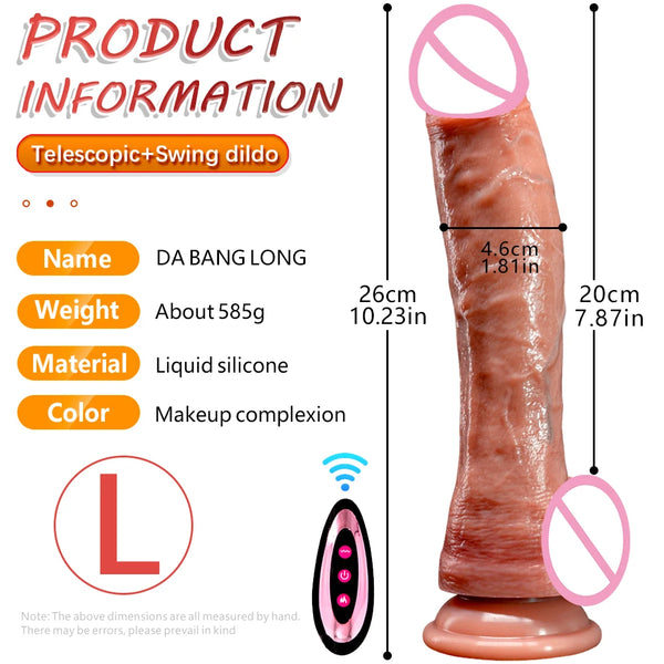 Black flesh color Long realistic dildo vibrator penis telescopic swing heating silicone dildos female remote control for women