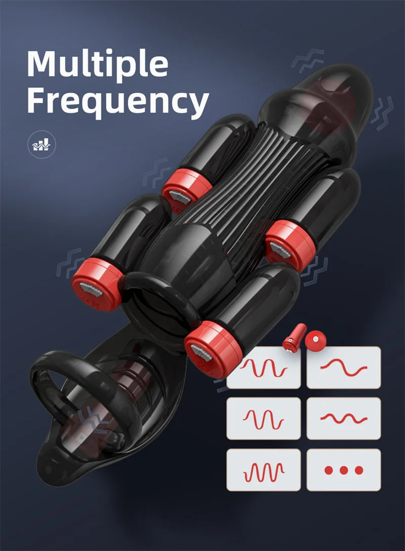 Male Powerful Penis Trainer Glans Stimulation Massager 6 motors Penis Vibrators Bullet Masturbator Delayed Ejaculation Trainer