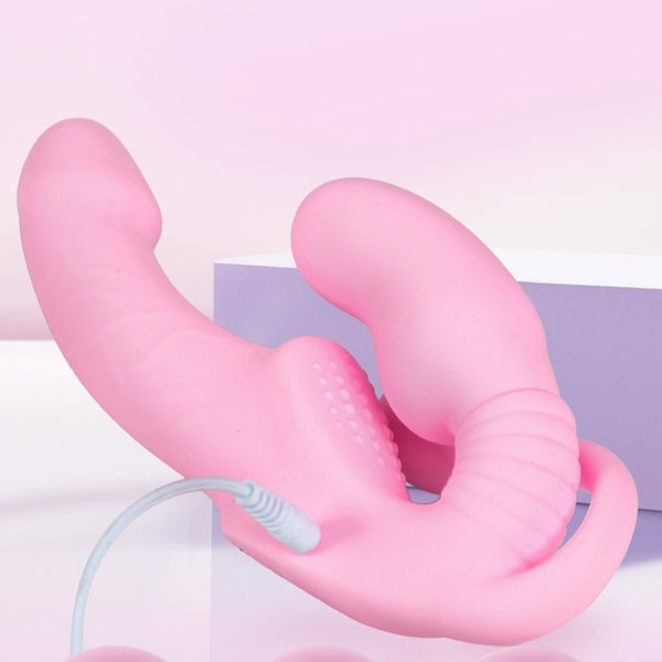Three-shock Double-headed Dragon Lala Dildo Women's Wear Out Sex Appliance Into The Body Strong Shock Self-defense Stick